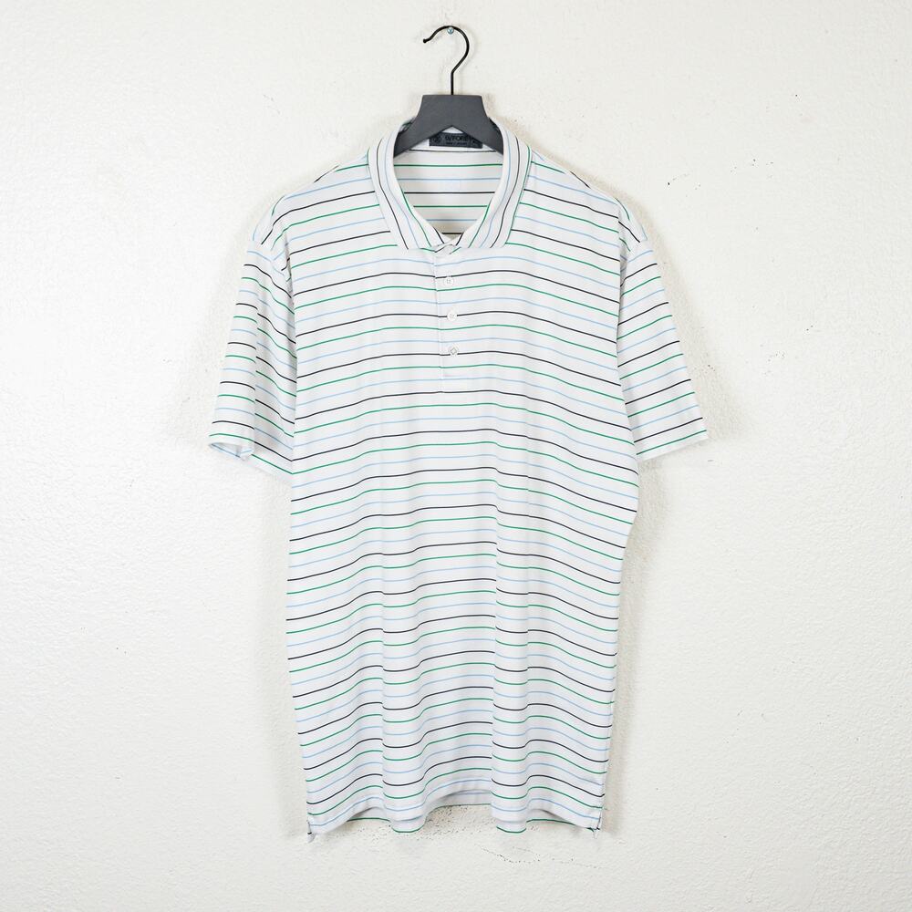 G/FORE Golf Tech Polo Shirt White striped Size XL